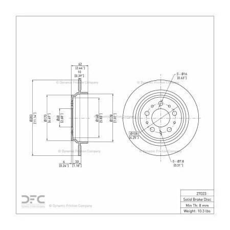 Dynamic Friction Co Disc Brake Rotor - 600-27023 600-27023